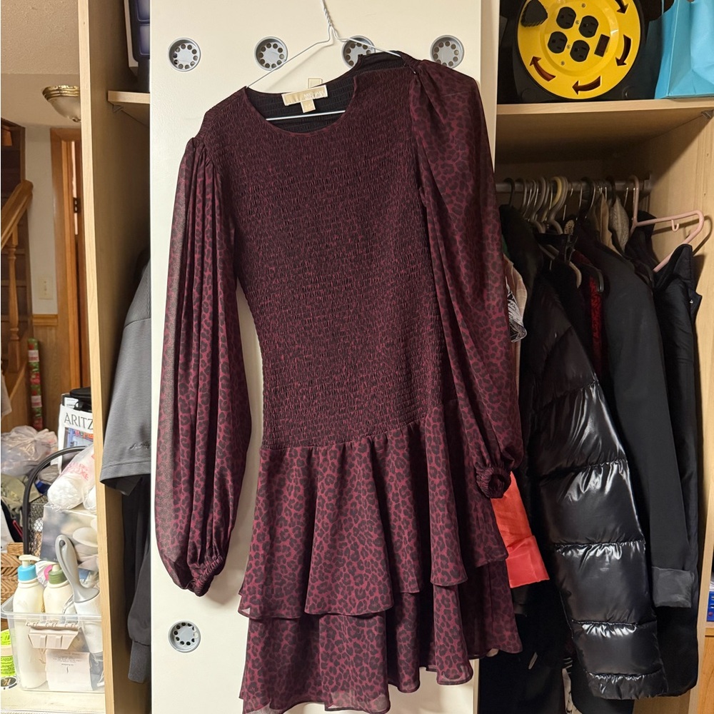 Michael Kors Burgundy Long Sleeve Dress